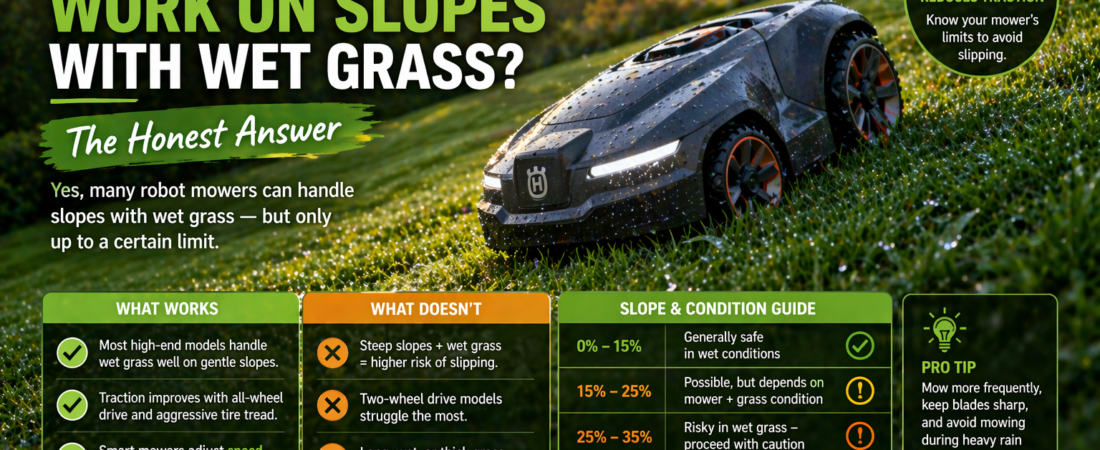 Do Robot Mowers Work on Slopes with Wet Grass? The Honest Answer