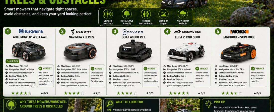 Best Robot Mowers for Yards with Trees and Obstacles (2026 Expert Guide)