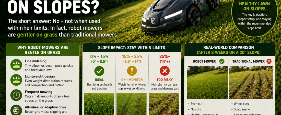Do Robot Mowers Damage Grass on Slopes?