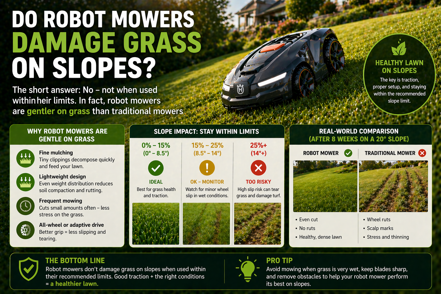 Do Robot Mowers Damage Grass on Slopes?