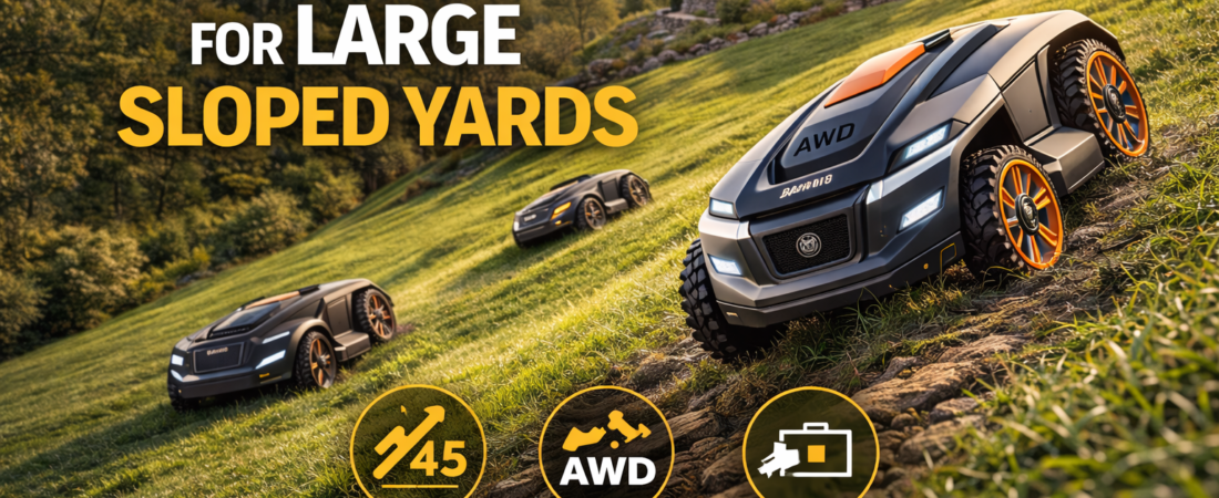 5 Best Robot Mowers for Large Sloped Yards (Real-World Tested on 1–3+ Acres)