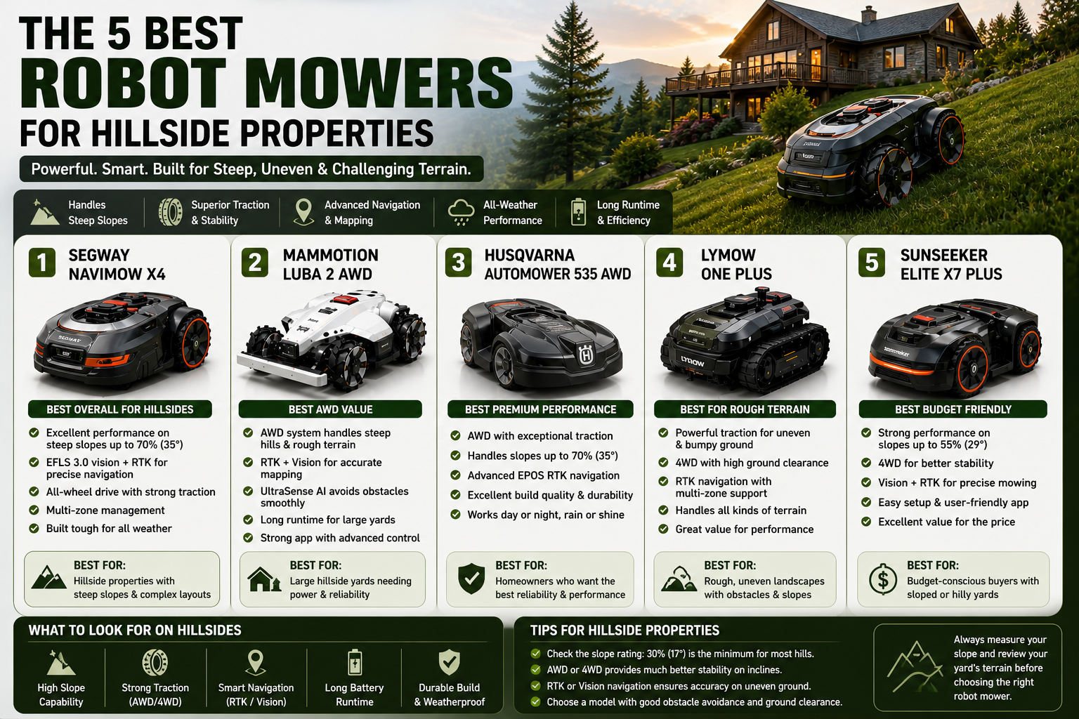 5 Best Robot Mowers for Hillside Properties