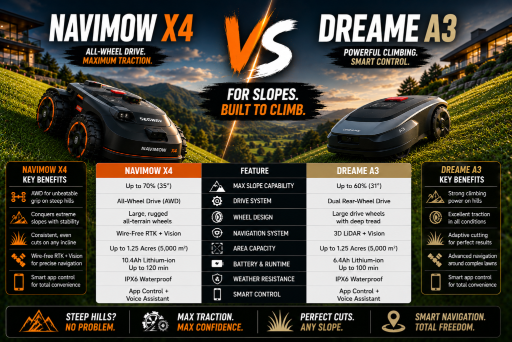 Navimow X4 vs Dreame A3