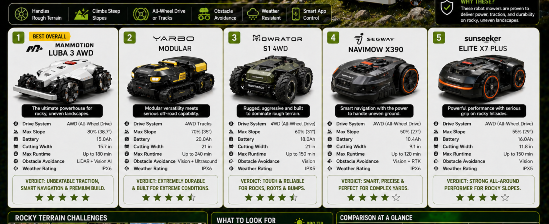 5 Best Robot Mowers for Rocky Terrain (2026)