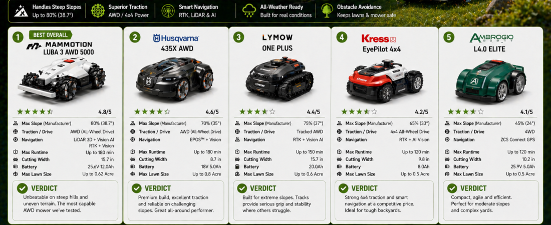 5 Best Robot Mowers for Sloped Backyard: The 2026 Elevation Guide