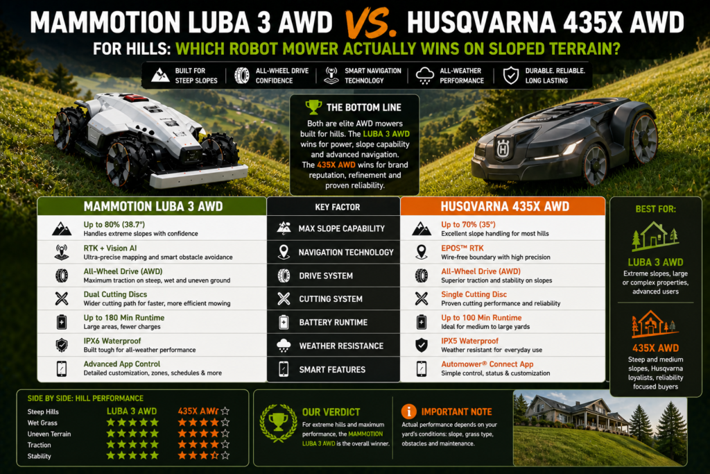 Mammotion LUBA 3 AWD vs. Husqvarna 435X AWD