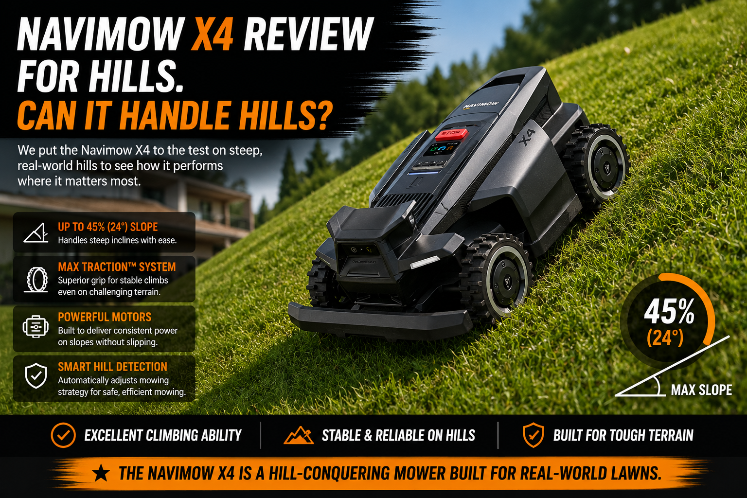 Navimow X4 Review for hills. Can It Handle Hills?